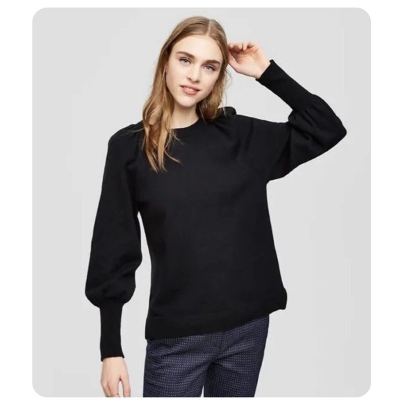 Majestic Filatures wool cashmere deluxe tricot puff sleeve sweater sz Small